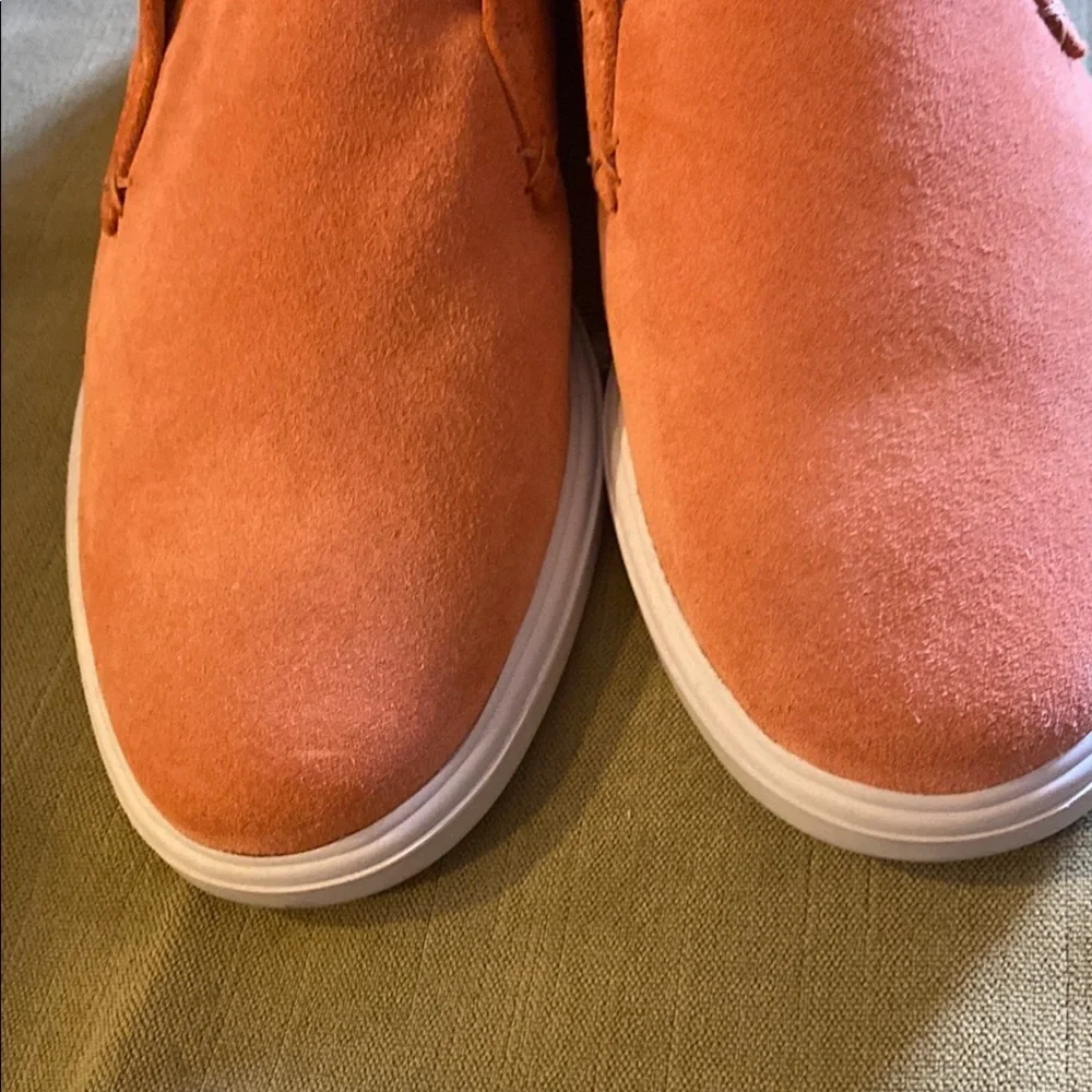 Vibrant Orange Suede Ankle Sneakers